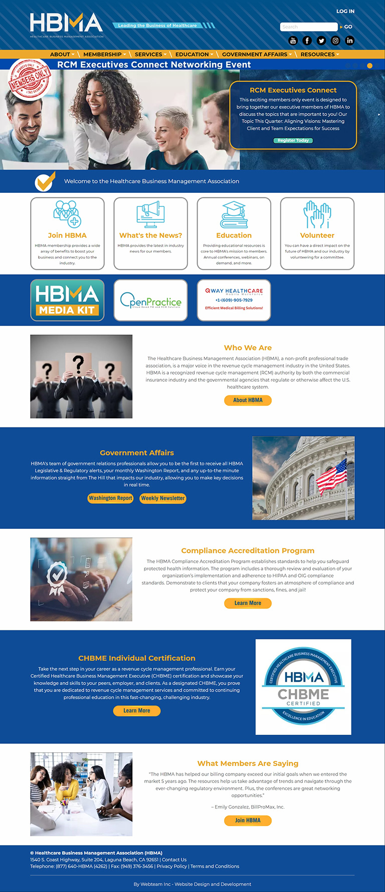 Healthcare Business Management Association (HBMA) screenshot